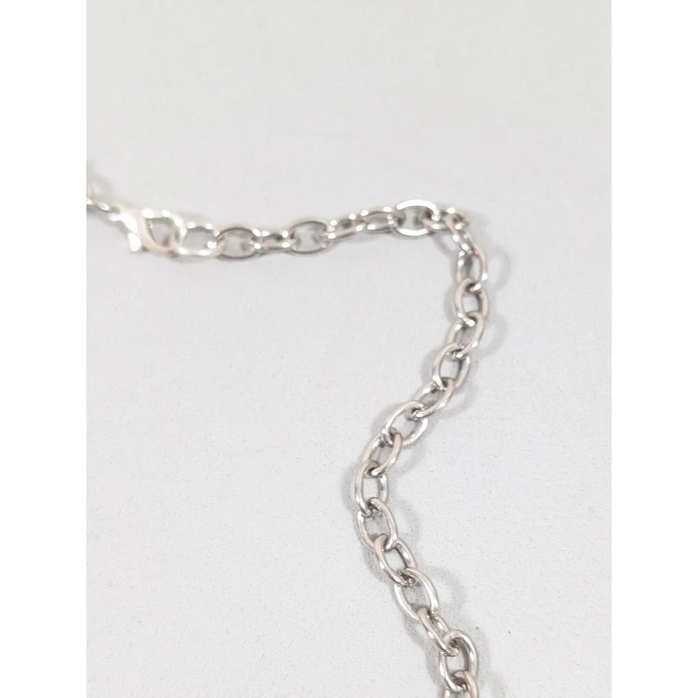 Beachy Coastal Green‎ Glass Stone Bead Layer Silver Tone Chain Necklace 19 in